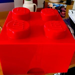 Lego box red with 4lbs of Lego